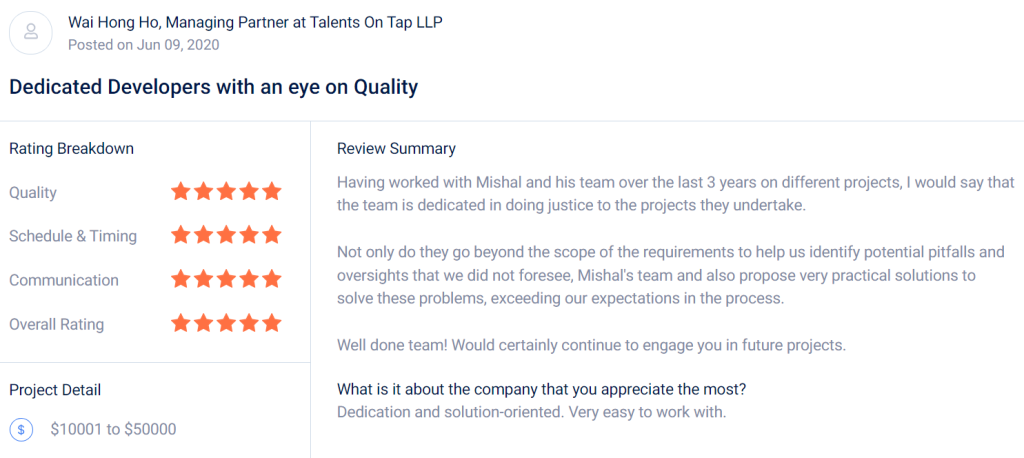 SpryBit SoftLabs - Client feedback